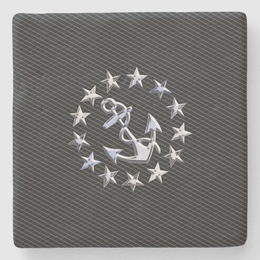 Chrome Yacht Naval Flag op automobielgrille Print Stenen Onderzetter (Voorkant)