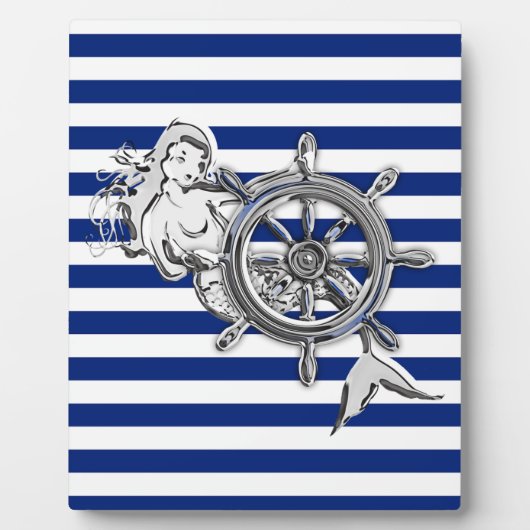 Chrome Zeemeermin op Nautilus Strepen Fotoplaat (Voorkant)