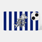 Chrome Zeemeermin Print op Navy Stripes Case-Mate iPhone Case (Achterkant (horizontaal))