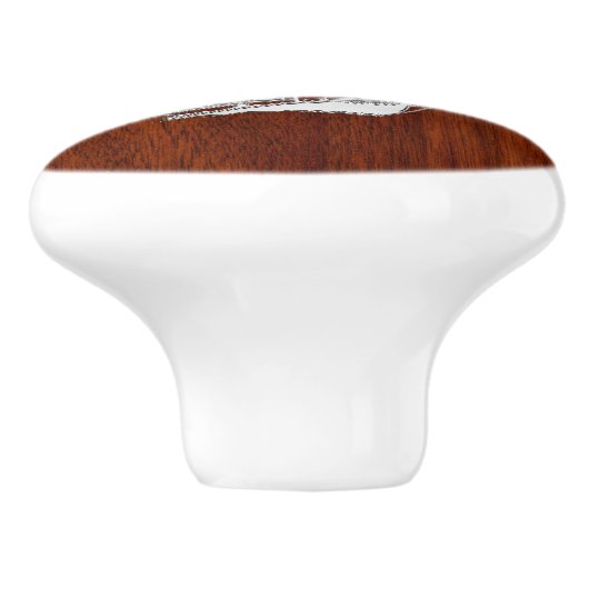 Chrome Zeilboot op Nautische Mahonie Grain Print Keramische Knop (Zijkant)