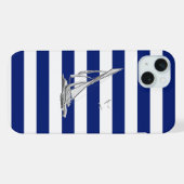 Chrome Zeilboot op Navy Stripes iPhone Hoesje (Achterkant horizontaal)