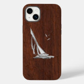 Chrome Zeilboot op Wet Mahonie Print Case-Mate iPhone Case (Achterkant)