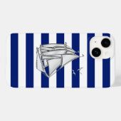 Chrome zeilbootprint op marine strepen Case-Mate iPhone case (Achterkant (horizontaal))