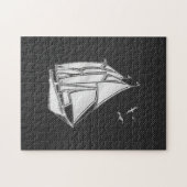 Chrome Zilver Als Zeilboot op Koolstofvezel Legpuzzel (Horizontaal)
