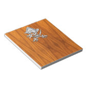 Chrome Zilveren Piraat op Teak Fineer Decor Notitieblok (Schuin)