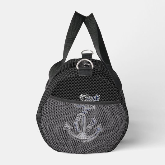 Chrome zilveren stijl touw anker op koolstofvezel plunjezak (Rechts)