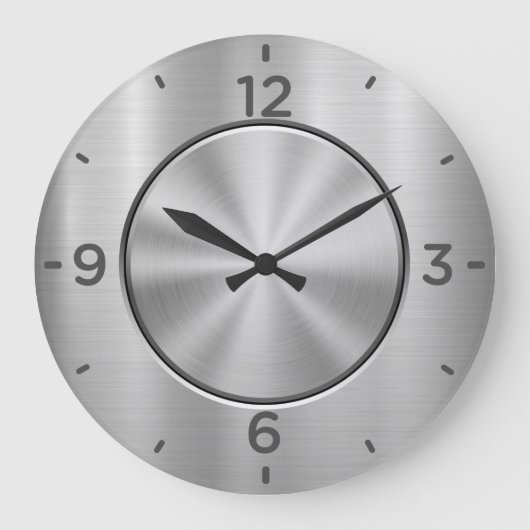 Chrome zilverstaal grote klok (Voorkant)