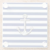 Chrome zoals Anchor Nautical Navy Blue Stripes Glazen Onderzetter (Achterkant)