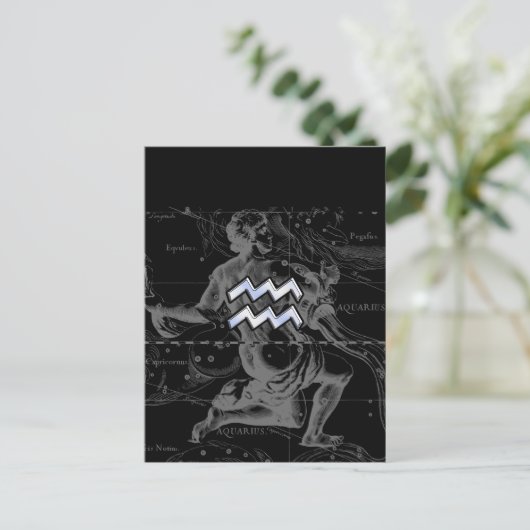 Chrome zoals Aquarius Sign on Hevelius Map Briefkaart (Staand voorkant)