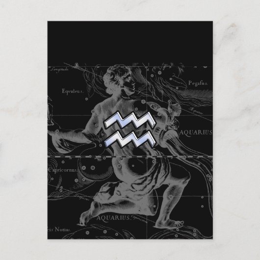 Chrome zoals Aquarius Sign on Hevelius Map Briefkaart (Voorkant)