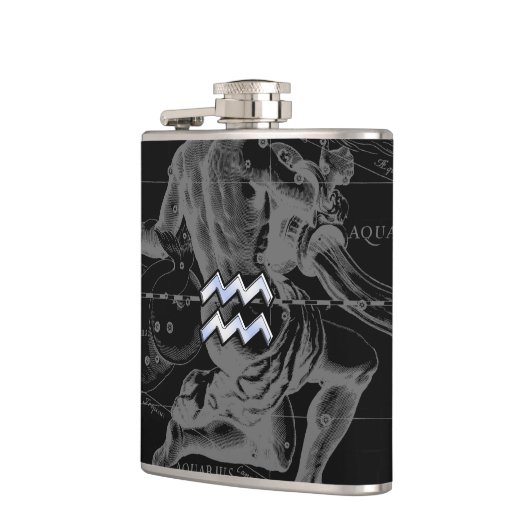 Chrome zoals Aquarius Sign on Hevelius Map Heupfles (Links)