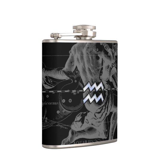 Chrome zoals Aquarius Sign on Hevelius Map Heupfles (Rechts)