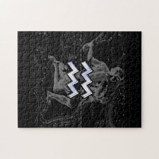 Chrome zoals Aquarius Sign on Hevelius Map Legpuzzel (Horizontaal)