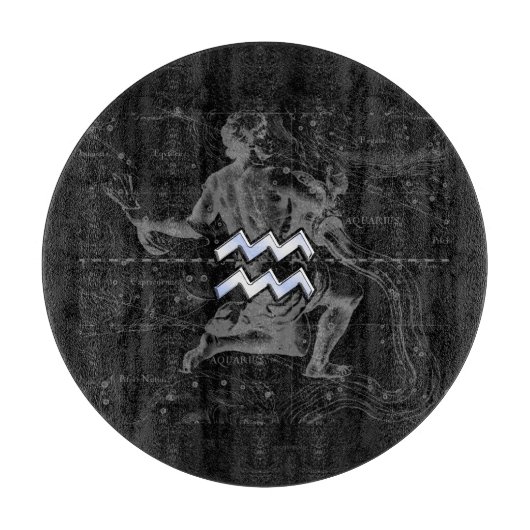 Chrome zoals Aquarius Sign on Hevelius Map Snijplank (Voorkant)