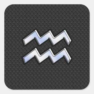 Chrome zoals Aquarius Zodiac in Snake Skin Vierkante Sticker