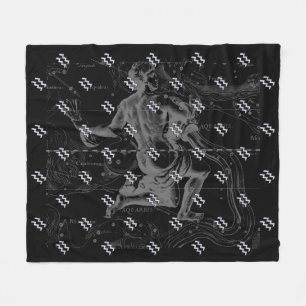 Chrome zoals Aquarius Zodiac Sign on Hevelius 1690 Fleece Deken