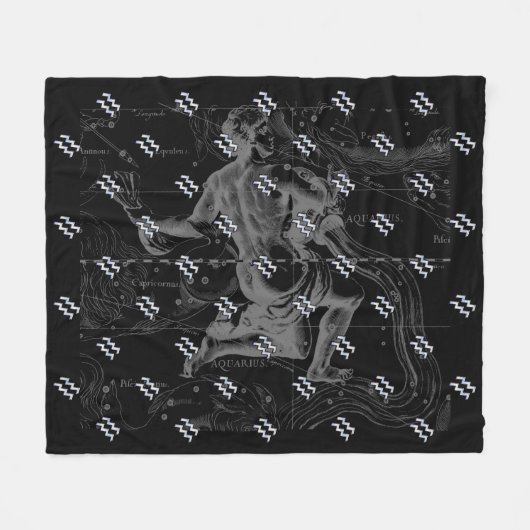 Chrome zoals Aquarius Zodiac Sign on Hevelius 1690 Fleece Deken (Voorkant (Horizontaal))