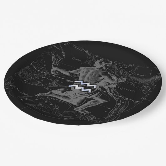 Chrome zoals Aquarius Zodiac Sign on Hevelius 1690 Papieren Bordje (Gekanteld)