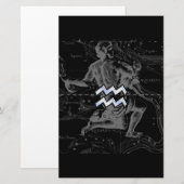Chrome zoals Aquarius Zodiac Sign op Hevelius Briefpapier (Voorkant / Achterkant)