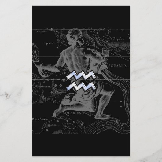 Chrome zoals Aquarius Zodiac Sign op Hevelius Briefpapier (Voorkant)
