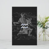 Chrome zoals Aquarius Zodiac Sign op Hevelius Briefpapier (Staand voorkant)