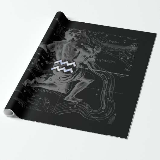 Chrome zoals Aquarius Zodiac Sign op Hevelius Cadeaupapier (Uitgerold)