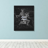 Chrome zoals Aquarius Zodiac Sign op Hevelius Canvas Afdruk (Insitu (Houten vloer))