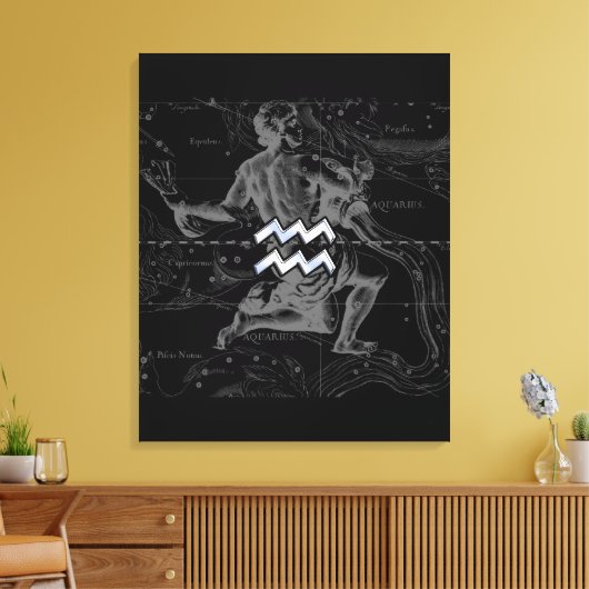 Chrome zoals Aquarius Zodiac Sign op Hevelius Canvas Afdruk (Insitu (Woonkamer))