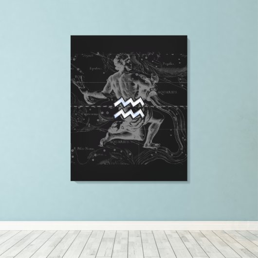 Chrome zoals Aquarius Zodiac Sign op Hevelius Canvas Afdruk (Insitu (Houten vloer))