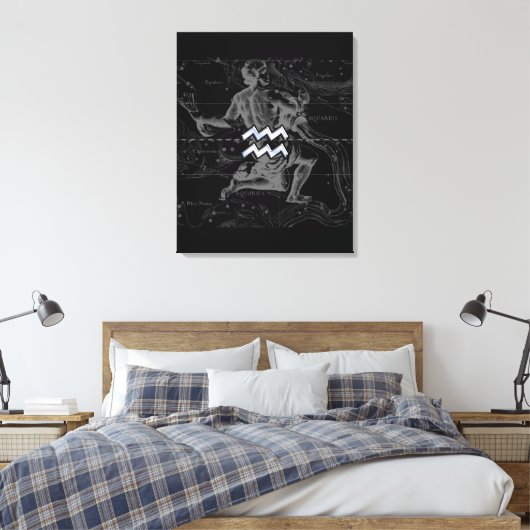 Chrome zoals Aquarius Zodiac Sign op Hevelius Canvas Afdruk (Insitu (Slaapkamer))