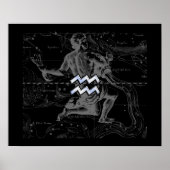 Chrome zoals Aquarius Zodiac Sign op Hevelius Poster (Voorkant)