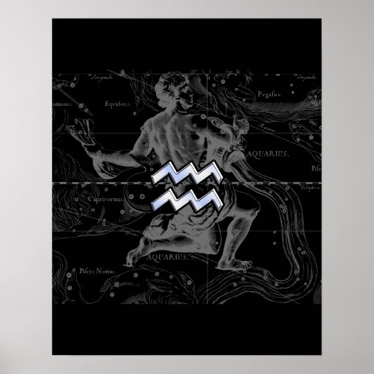 Chrome zoals Aquarius Zodiac Sign op Hevelius Poster (Voorkant)