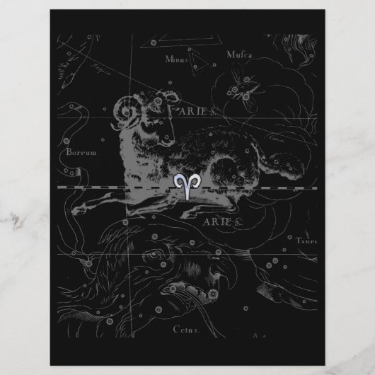 Chrome zoals Aries Zodiac Sign on Hevelius Black (Voorkant)