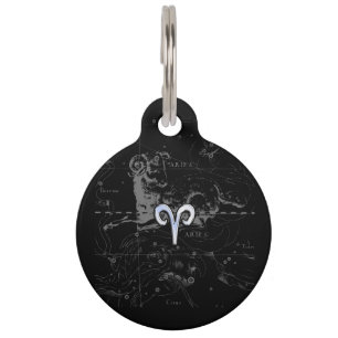 Chrome zoals Aries Zodiac Sign on Hevelius Black Huisdierpenning