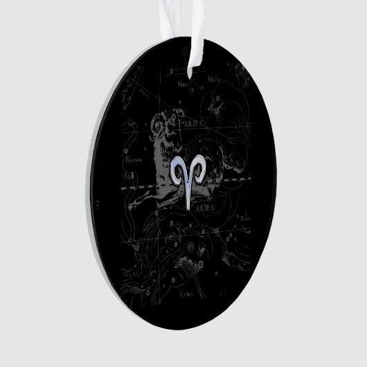 Chrome zoals Aries Zodiac Sign on Hevelius Black Ornament (voorkant)