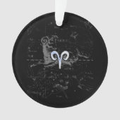 Chrome zoals Aries Zodiac Sign on Hevelius Black Ornament (voorkant)