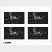 Chrome zoals Aries Zodiac Sign on Hevelius Black Rechthoekige Sticker (Vel)