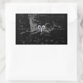 Chrome zoals Aries Zodiac Sign on Hevelius Black Rechthoekige Sticker (Tas)