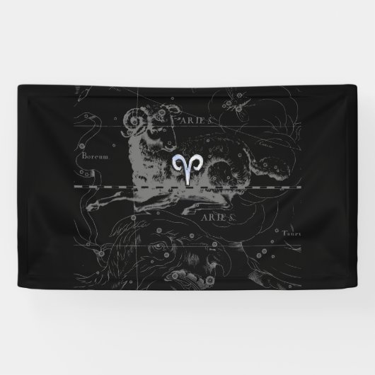 Chrome zoals Aries Zodiac Sign on Hevelius Spandoek (Horizontaal)