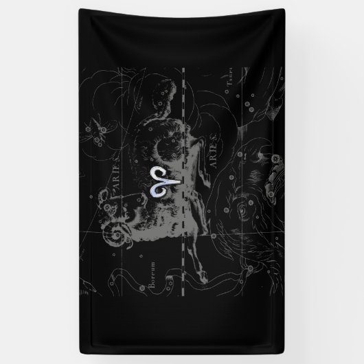 Chrome zoals Aries Zodiac Sign on Hevelius Spandoek (Verticaal)