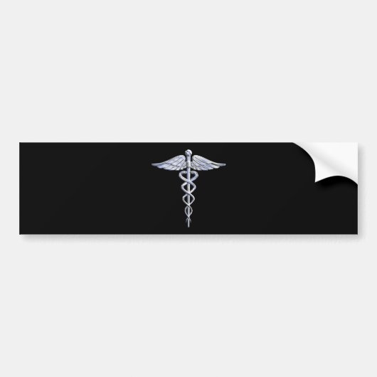 Chrome zoals Caduceus medisch symbool Bumpersticker (Voorkant)