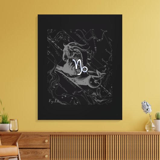 Chrome zoals Capricorn Zodiac Sign on Hevelius Canvas Afdruk (Insitu (Woonkamer))