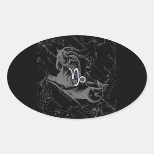 Chrome zoals Capricorn Zodiac Sign on Hevelius Ovale Sticker