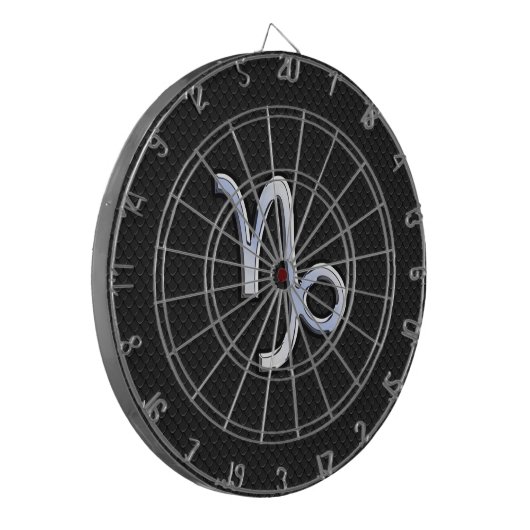 Chrome zoals Capricorn Zodiac Symbol op slangenhui Dartbord (Voorkant Links)