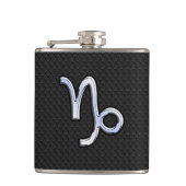 Chrome zoals Capricorn Zodiac Symbol op slangenhui Heupfles (Voorkant)