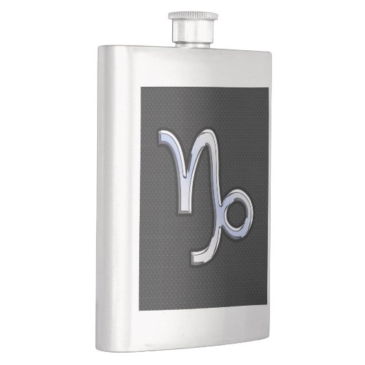 Chrome zoals Capricorn Zodiac Symbol op slangenhui Heupfles (Rechts)