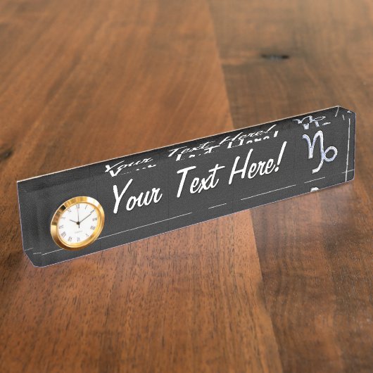 Chrome zoals Capricorn Zodiac Symbol op slangenhui Naambordje (Zijkant)