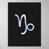 Chrome zoals Capricorn Zodiac Symbol op slangenhui Poster (Voorkant)