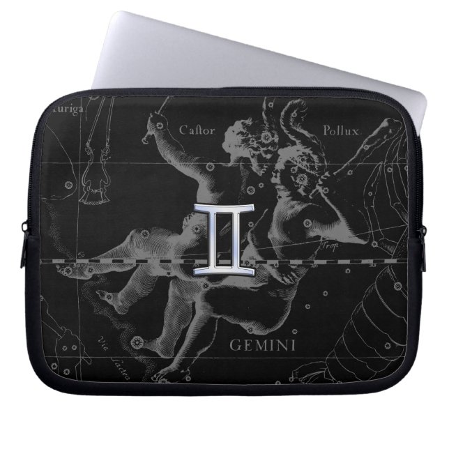 Chrome zoals Gemini Zodiac Sign on Hevelius Laptop Sleeve (Voorkant)