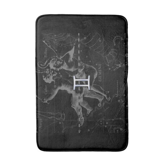 Chrome zoals Gemini Zodiac Symbol op Hevelius Badmat (Voorkant Verticaal)
